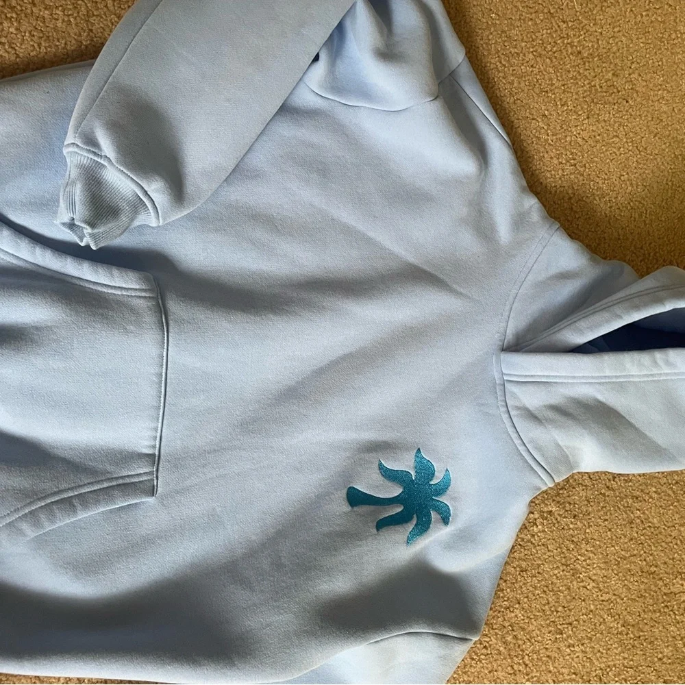 Blue Pink Palm Puff Hoodie - Picture 3 of 5